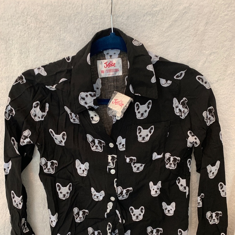 Girls Justice Blouse with French Bull-Dogs